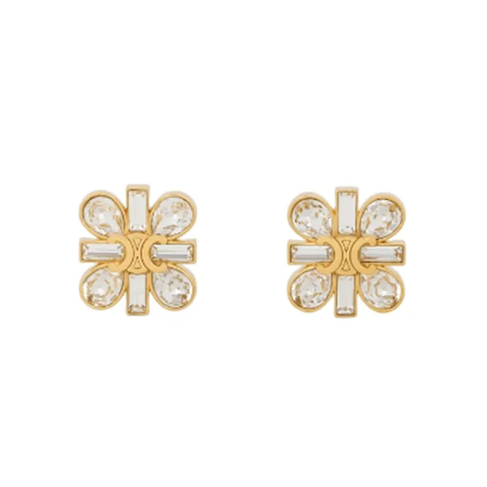 Khuyên Tai Nữ Celine Daisy Earrings In Strass And Brass 461JV6BRS 35OR Màu Vàng