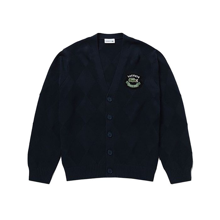 Áo Len Cardigan Lacoste AH013J-99 166 Màu Xanh Navy Size 2