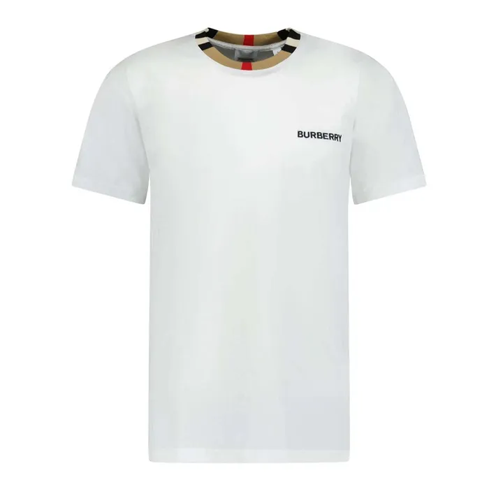 Áo Phông Nam Burberry Check White Tshirt Màu Trắng Size XXS