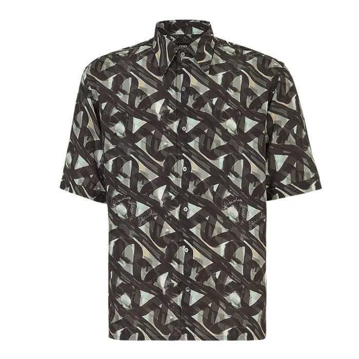 Áo Sơ Mi Nam Fendi Multicolor Viscose Shirt Màu Xám Size 39