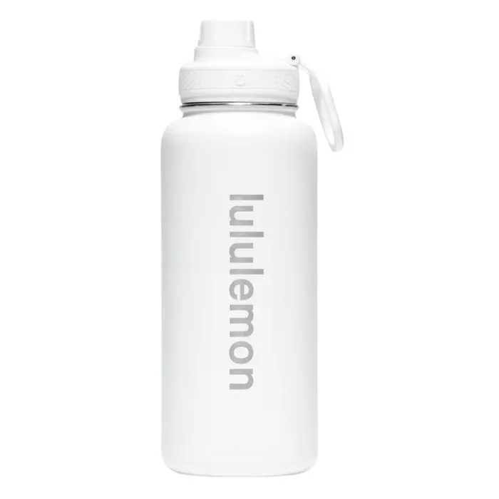 Bình Giữ Nhiệt Lululemon Water Bottle Back To Life Clear Bottle Straw Lid - White Màu Trắng 350ml