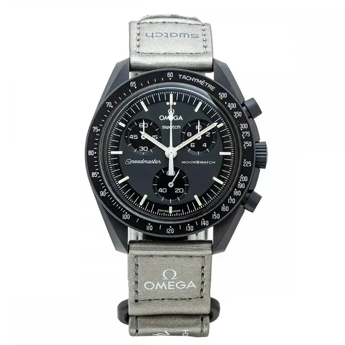Đồng Hồ Nam Omega x Swatch Bioceramic Moonswatch Mission to Mercury SO33A100 Màu Đen Xám