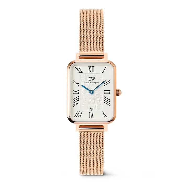 Đồng Hồ Nữ Daniel Wellington Quadro Melrose Roman Numerals Date DW00100860 Màu Vàng Hồng