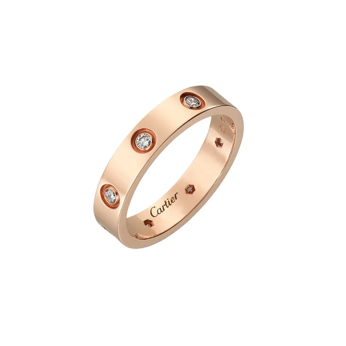 Nhẫn Unisex Cartier Love Ring Small Model 8 Diamonds CRB4050800 Màu Vàng Hồng Size 50( Bản Mỏng)