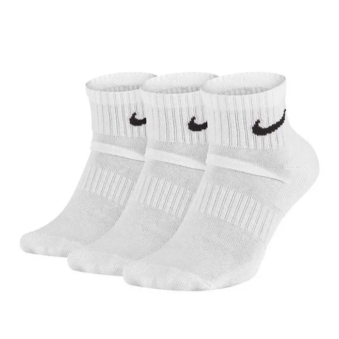 Set 3 Đôi Tất Cổ Trung Nike Everyday Cushioned Training Ankle SX7667-100 Màu Trắng Size 21-23cm