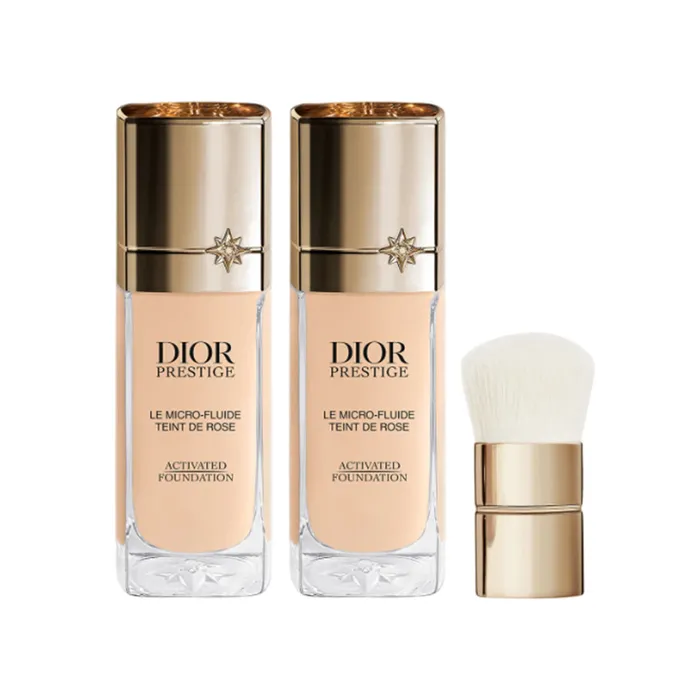 Set Kem Nền + Cọ Trang Điểm Dior Prestige Le Micro-Fluide Teint De Rose Tone 1N