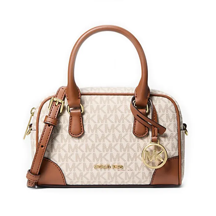 Túi Đeo Chéo Nữ Michael Kors MK Thompson Extra-Small Signature Logo Convertible Satchel 35F5G7OC0B Vanilla Màu Nâu Trắng