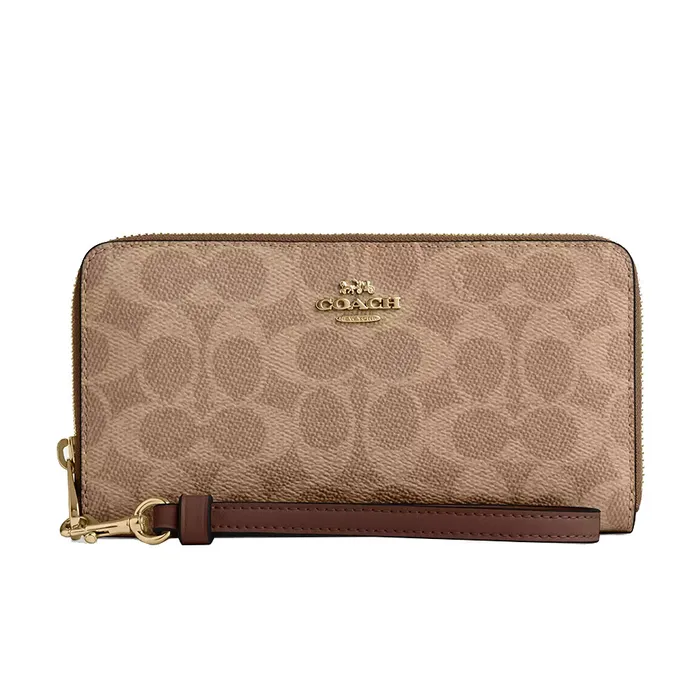 Ví Nữ Coach Long Zip Around Wallet In Signature Canvas Im/Tan/Brown CW778 Màu Nâu