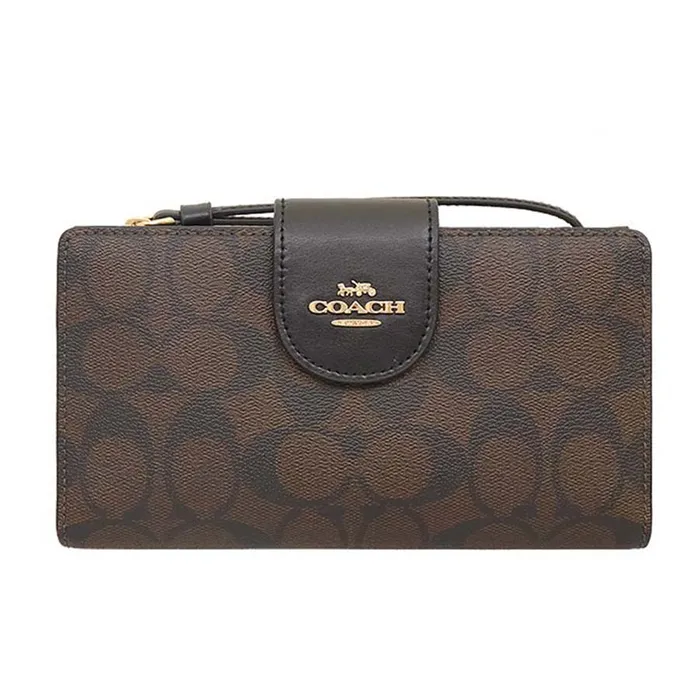 Ví Nữ Coach Phone Wallet In Colorblock Signature Canvas CW780 Màu Nâu