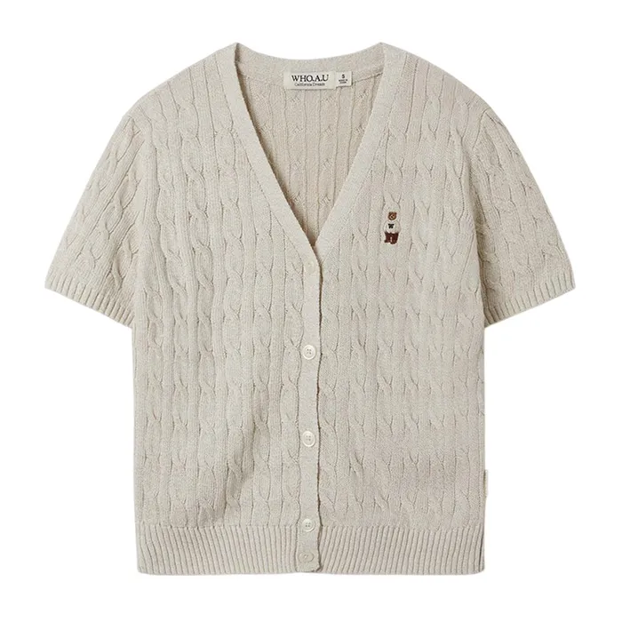 Áo Cardigan Nữ WHOAU Steve V-Neck Melange Cardigan WHCKF2521F Màu Be Kem