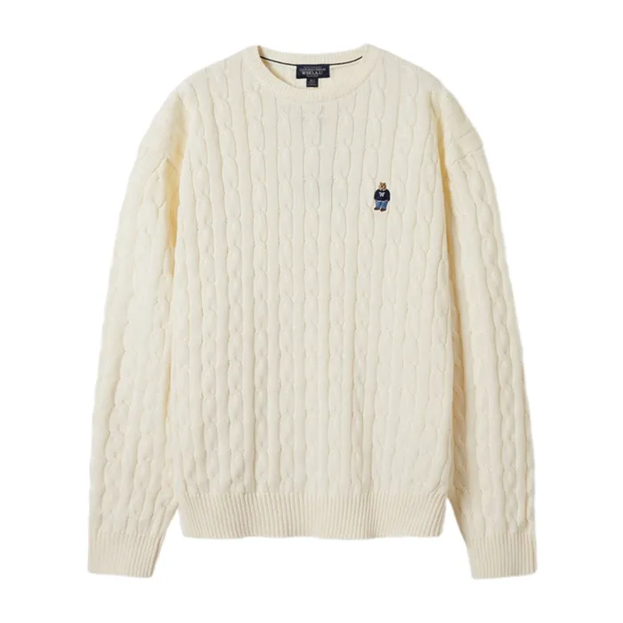 Áo Len Nam WHOAU Steve Cable WHKAF1102M Màu Ivory Size M