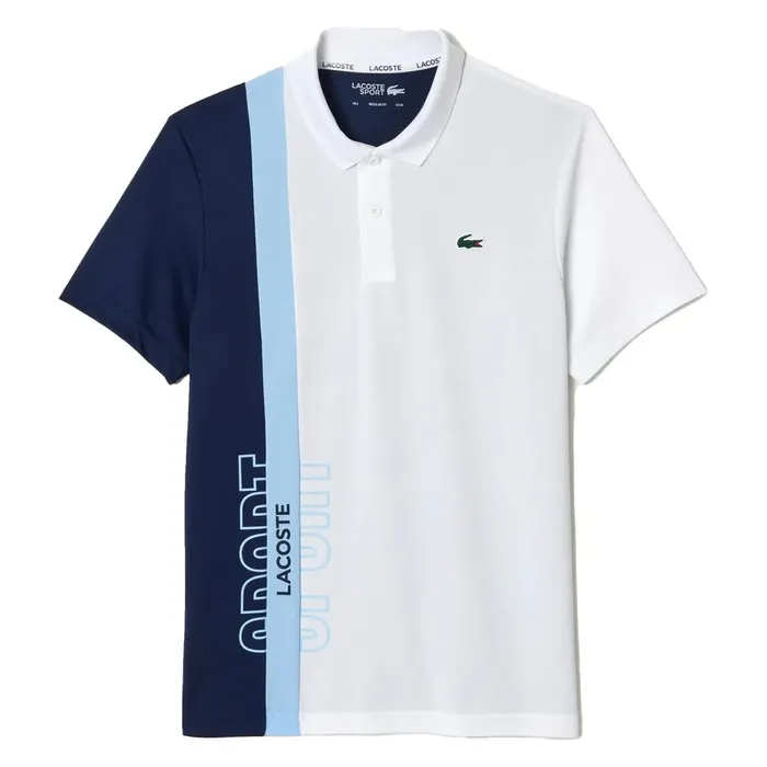 Áo Polo Nam Lacoste Men's Regular Fit Recycled Knit Tennis DH1092 51 LUI Màu Xanh Trắng Size 4