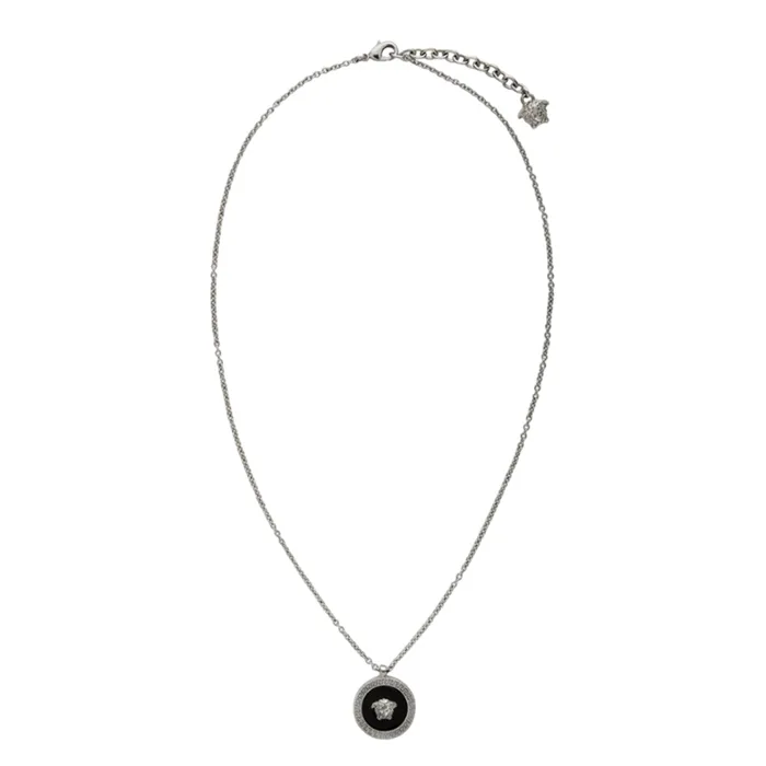 Dây Chuyền Versace Enamel Medusa Necklace DG17255-DJMR_DTU_UNICA_4J750 Màu Bạc Đen