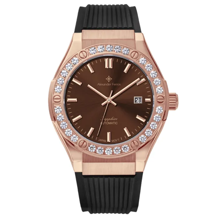 Đồng Hồ Nam Alexander Ferros 6161R/08 Màu Đen - Vàng Hồng Sang Trọng