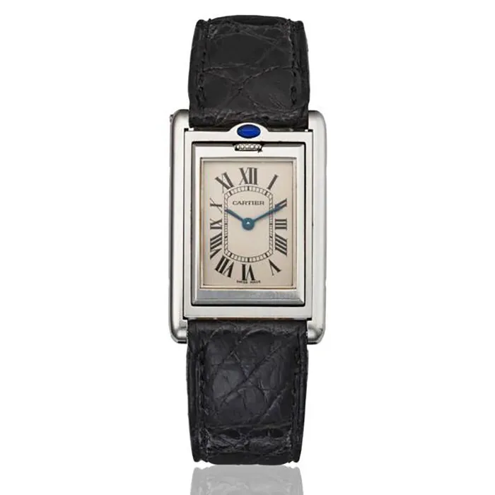 Đồng Hồ Nam Cartier Tank Basculante Ref 2405 Màu Đen Bạc