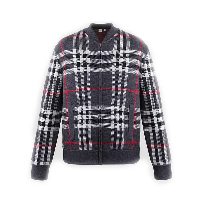 Áo Khoác Nam Burberry Morland Knitted Wool Jacket Check In Black - 8111790 Phối Màu Size S