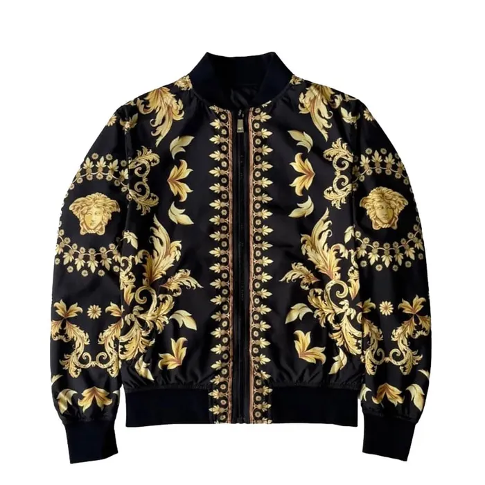 Áo Khoác Nam Versace Shiny Nylon Fabric With Baroque Printed Black/Gold 1012269 1A15943 5B000 Màu Đen - Vàng Size 46