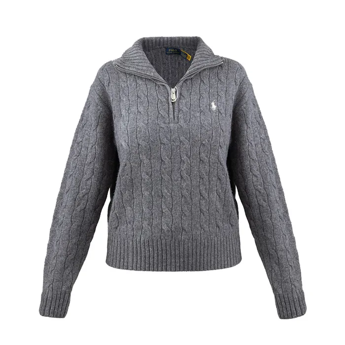 Áo Len Nữ Ralph Lauren Half-Zip Cable Knit Sweater In Grey - 211956675005 Màu Xám Size S