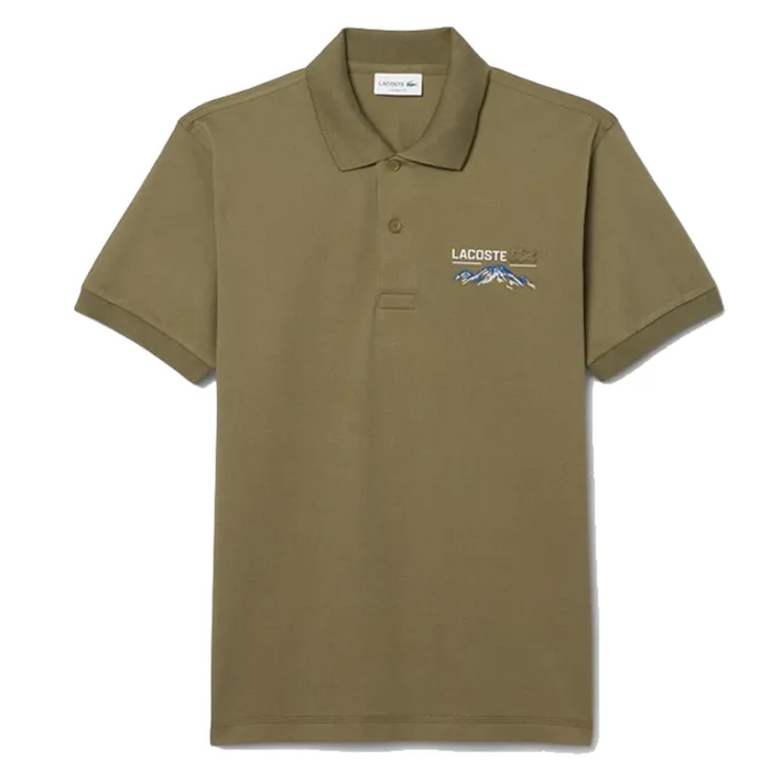 Áo Polo Nam Lacoste Men's Classic Piqué Shirt With Embroidered Pattern Army Green PH5821 E9F Màu Xanh Olive Size 4