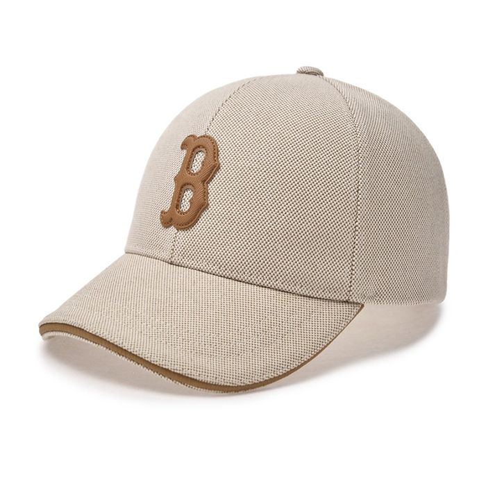 Mũ MLB Basic Canvas Leather Logo Structure Ball Cap Boston Red Sox Cream 3ACPVL94N 43CRD Màu Kem