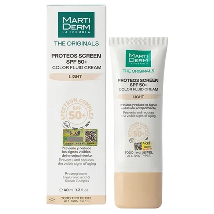 Kem Chống Nắng Nâng Tone Và Làm Đều Màu Da MartiDerm The Originals Proteos Screen SPF50+ Color Fluid Cream Light 40ml