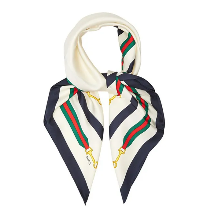Khăn Lụa Nữ Gucci Horsebit Print Silk Scarf Phối Màu