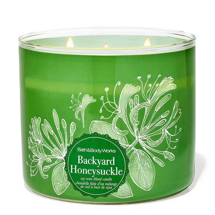 Nến Thơm 3 Bấc Bath & Body Works Backyard Honeysuckle 3-Wick Candle 411g