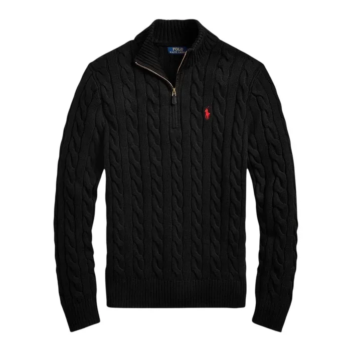 Áo Len Nam Ralph Lauren Black With Red Logo Embroidered 710919213004 Màu Đen Size XS