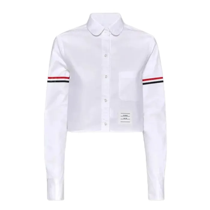 Áo Sơ Mi Nữ Thom Browne Classic Oxford Armband Cropped Round Collar FLL164O 02188 100 Màu Trắng Size 38