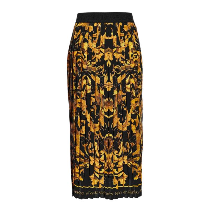 Chân Váy Nữ Versace Jean Couture Black With Baroque Logo Printed 79HAE8P5 NS573 G89 Màu Đen Size 42