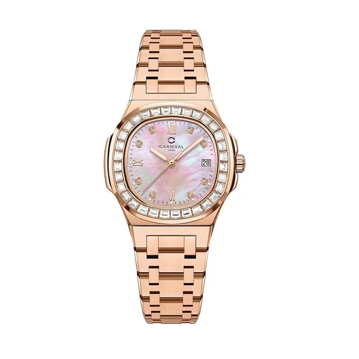 Đồng Hồ Nữ Carnival 8160L2-VH-HK Màu Hồng Phối Vàng Hồng Sang Trọng