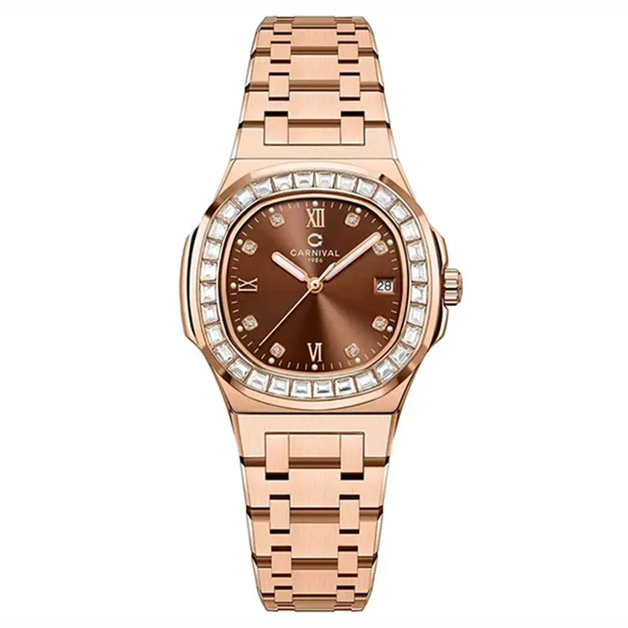 Đồng Hồ Nữ Carnival 8160L2-VH-N Màu Nâu / Vàng Hồng