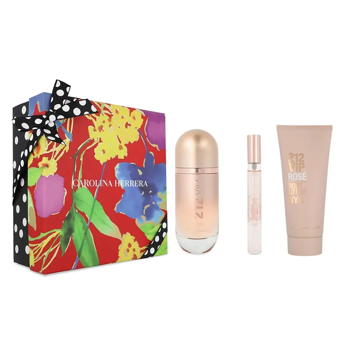 Set Nước Hoa Nữ Carolina Herrera 212 Vip Rosé EDP 3 Món (80ml + Mini10ml + Body Lotion 100ml)