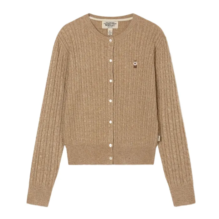 Áo Cardigan Nữ WHOAU Steve High Gauge Wool Cable Cardigan WHCKG1215F Màu Beige