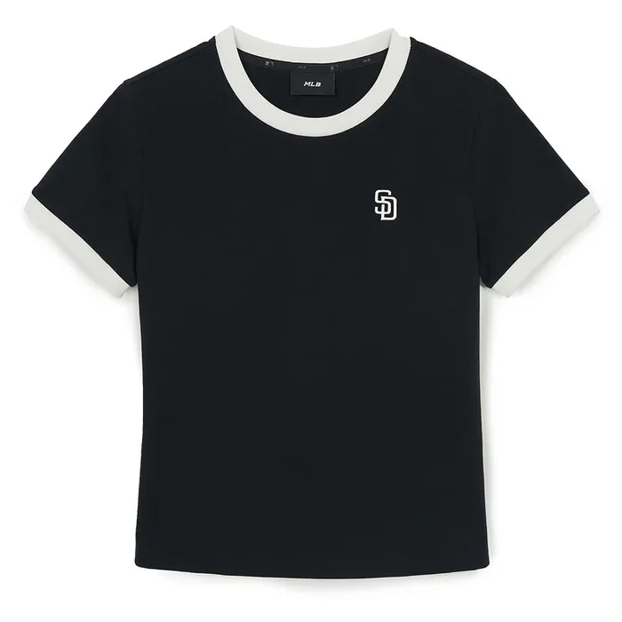 Áo Thun Nữ MLB Basic Small Logo Ringer 3FTSB0263-13BKS Tshirt Màu Đen