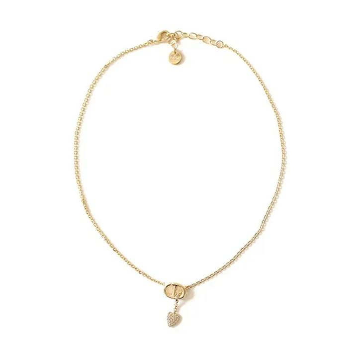 Dây Chuyền Nữ Dior CD Navy Nacklace Crystal Embellished Heart Màu Vàng Gold