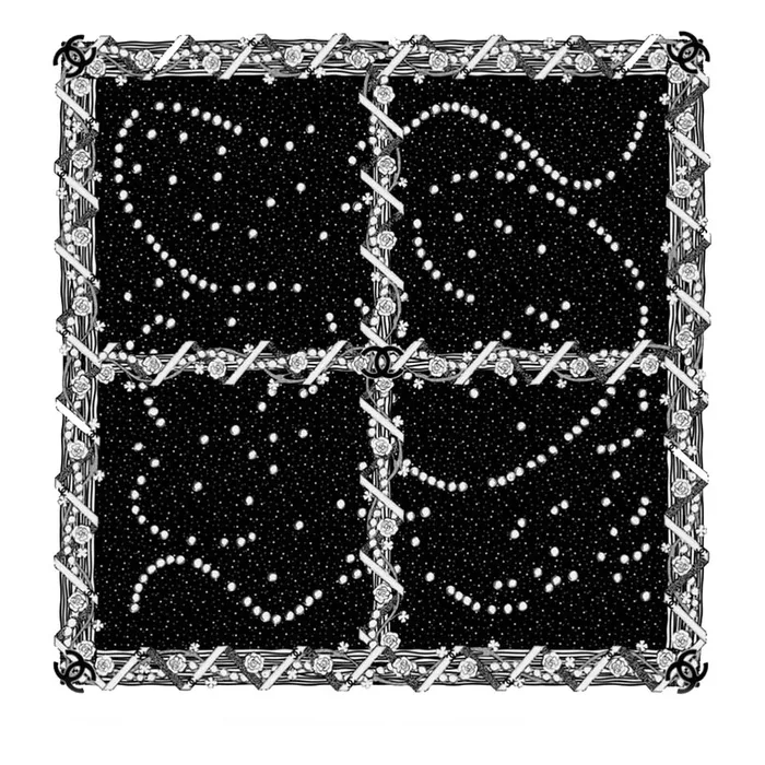 Khăn Chanel Logo Square Scarf Màu Đen