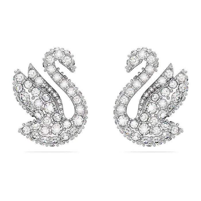 Khuyên Tai Nữ Swarovski Iconic Swan Stud Earrings Swan, White, Rhodium Plated 5647873 Màu Bạc