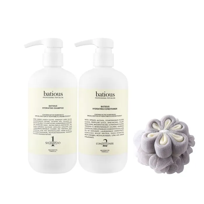Set Dầu Gội Và Xả Phục Hồi Tóc Hư Tổn Batious Hydrating Trắng (500ml x 2) 4 Món
