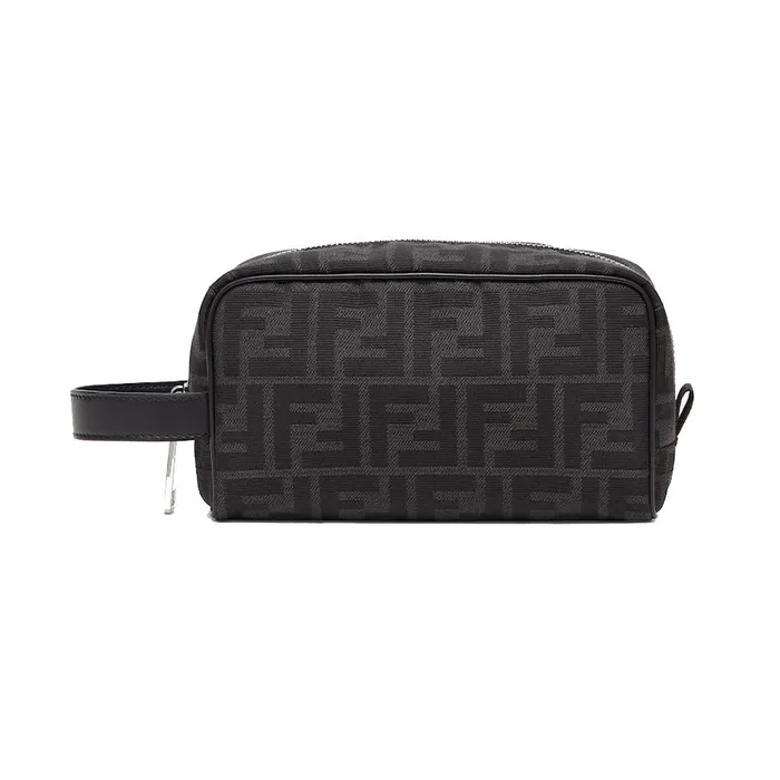 Túi Cầm Tay Nam Fendi Small FF Jacquard Toiletry Case Màu Đen