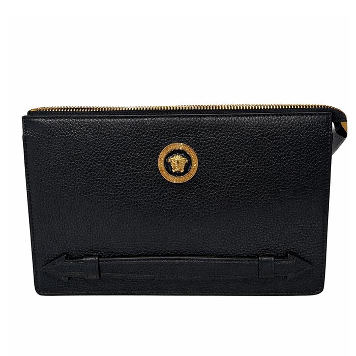 Túi Cầm Tay Nam Versace Medusa Clutch Bag Màu Đen