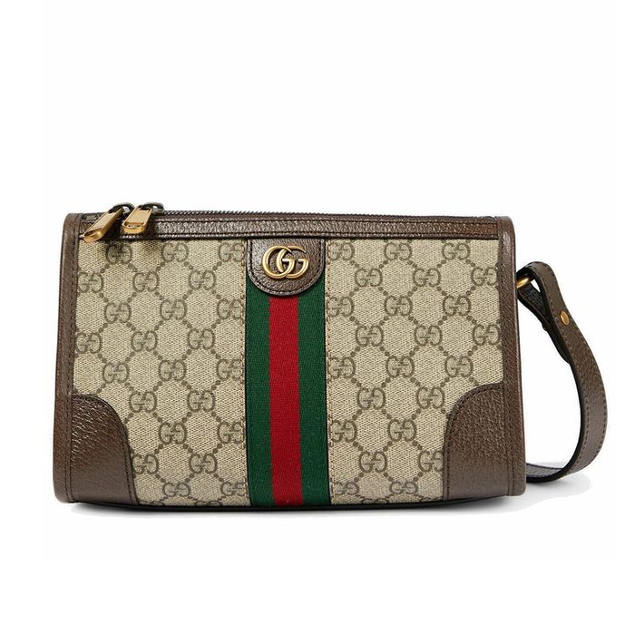 Túi Cầm Tay Nữ Gucci Ophidia GG Small Clutch Màu Nâu