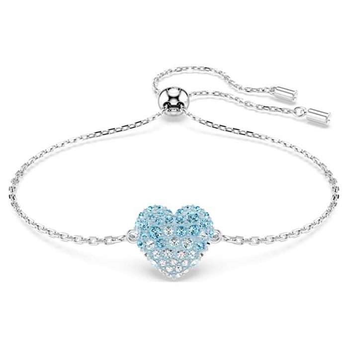 Vòng Đeo Tay Nữ Swarovski Hyperbola bracelet Heart, Blue, Rhodium Plated 5687621 Màu Xanh Bạc