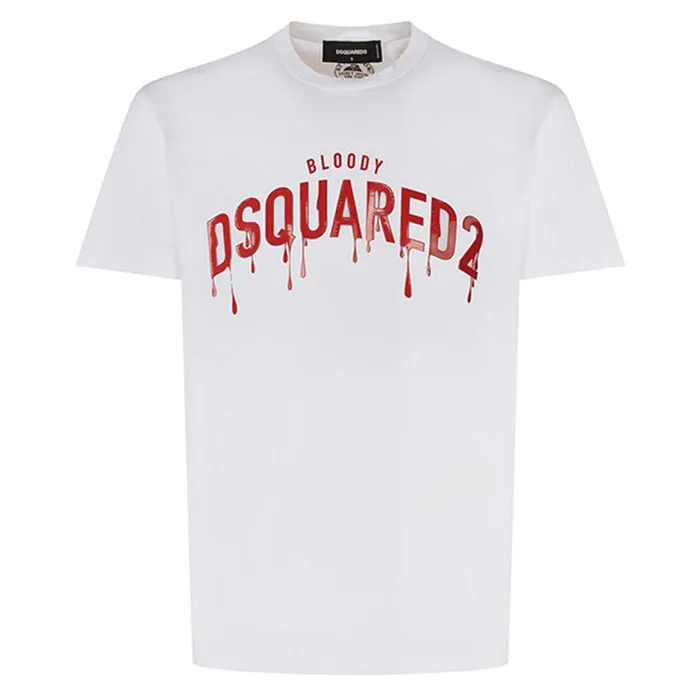 Áo Phông Nam Dsquared2 T-Shirt In Maglia Di Cotone Màu Trắng Size XS
