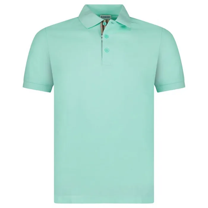 Áo Polo Nam Burberry Hartford Check Placket Summer Màu Xanh Mint Size M