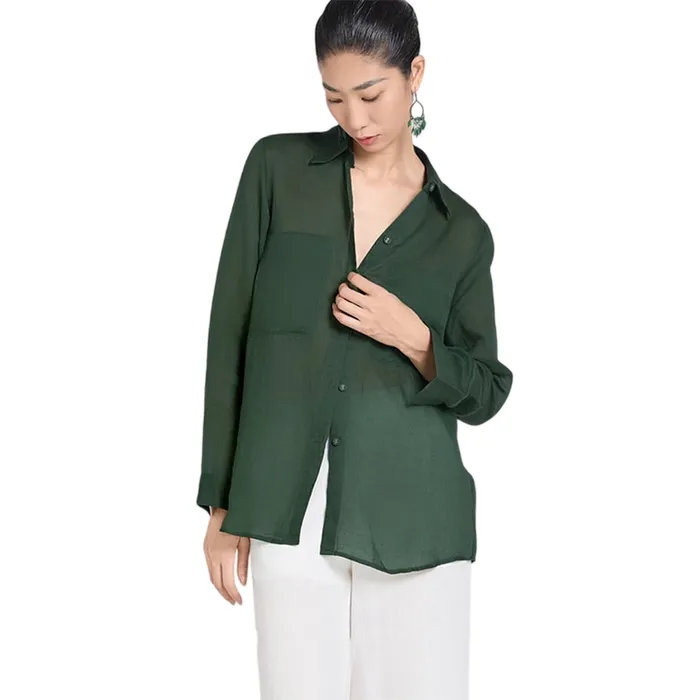 Áo Sơ Mi Nữ F2 Fashion & Freedom Linen SMW367-Xanh Nhot-S-0424 Màu Xanh Size S