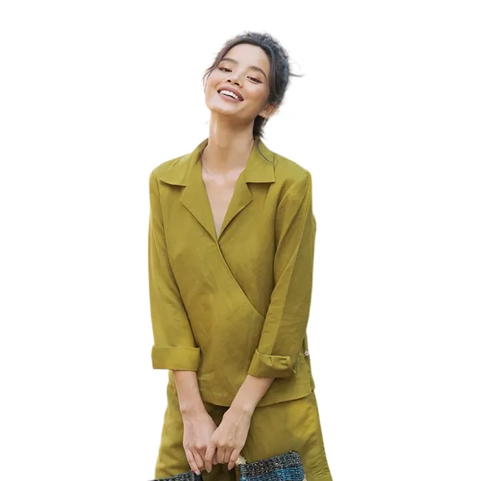 Áo Sơ Mi Nữ F2 Fashion & Freedom Modern Meets Heritage Linen AK384-XC-S-0519 Màu Xanh Cốm Size S
