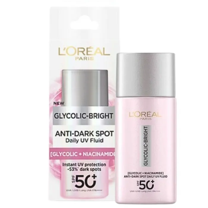 Kem Chống Nắng L'Oreal Paris Glycolic Bright Anti Dark Spot Daily UV Fluid SPF 50+ PA++++, 50ml