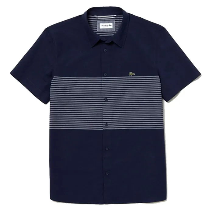 Áo Sơ Mi Cộc Tay Nam Lacoste Slim Shirt CH4865-525 Màu Xanh Navy Size 40