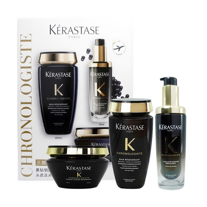 Bộ Sản Phẩm Chăm Sóc Tóc Kérastase Chronologiste Kit Bain Masque Huile 3 Món